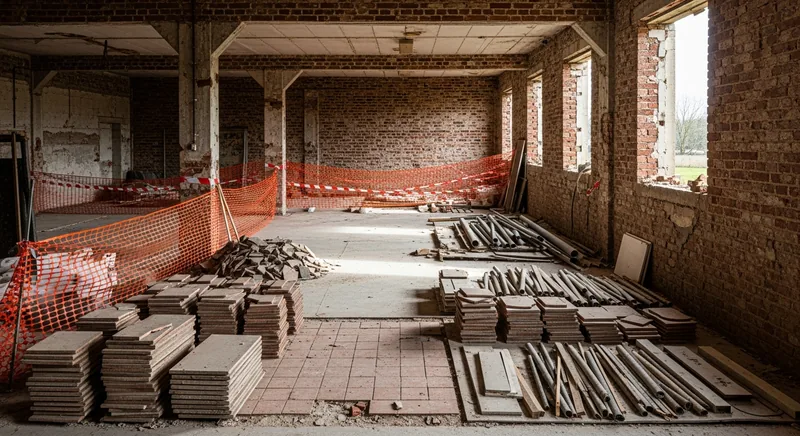 Curage avant démolition d'un atelier, Douai (59500)